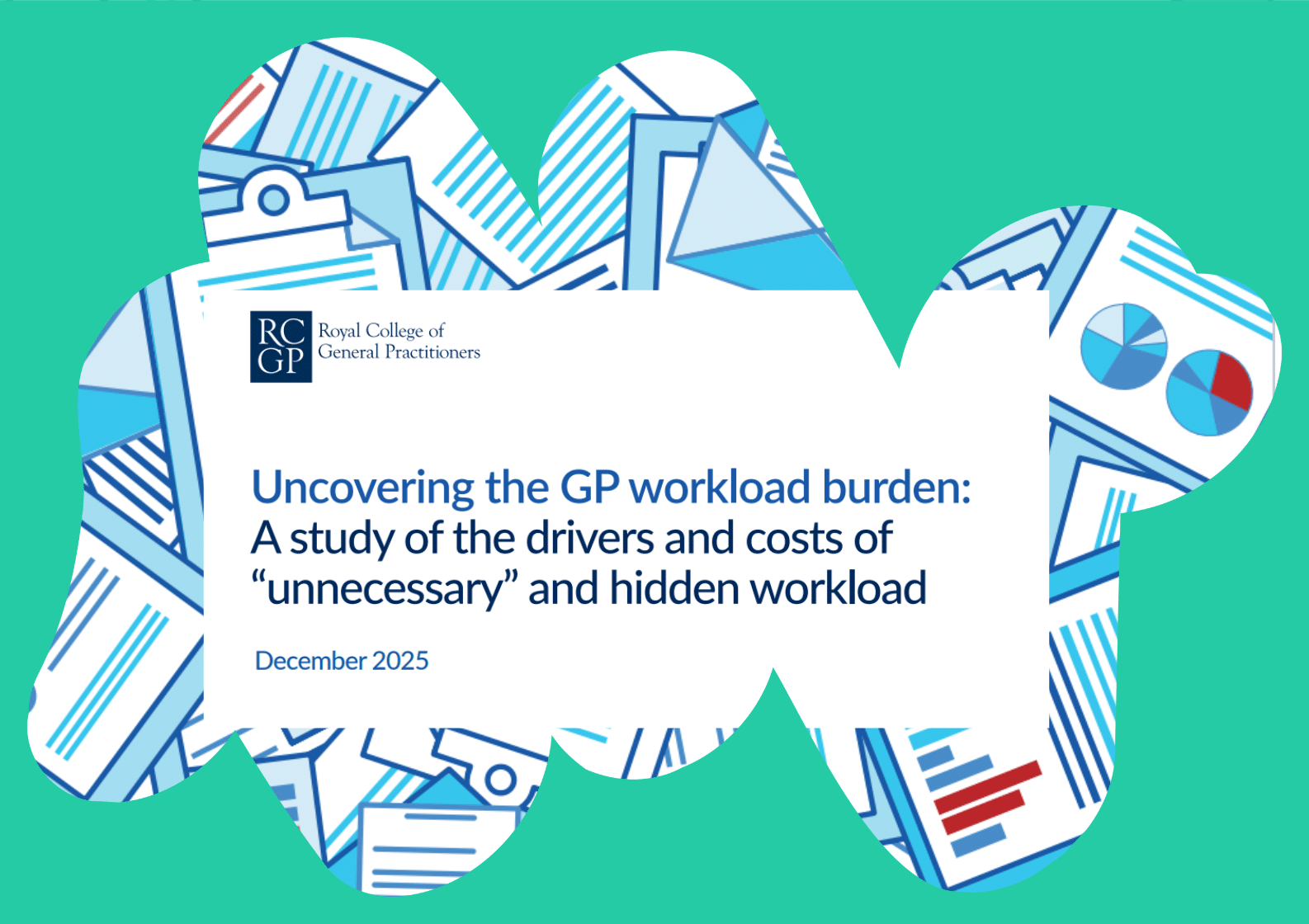 Professional head-and-shoulders portrait of a woman with long blonde hair wearing a blue blazer and white top, smiling gently. The photo is framed within an abstract clover-shaped cutout on a teal background, with a softly blurred indoor setting visible behind her.